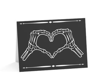 Gothic Skeleton Heart Greeting Cards: Dark Romance Wedding Thank You Set