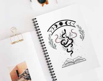 Witchy spiraal notitieboek: maanfase slang occult dagboek