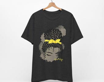 Natural Hair Art Tee, Black Women Graphic Shirt