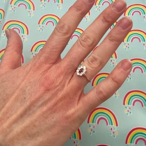 Bague en argent avec grenat navette et zircone, pierre de naissance de janvier - Bague multi-pierres - Large gamme de tailles disponible