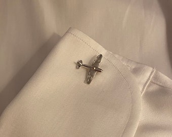 Sterling Silver Spitfire Cufflinks- Suit Accessories - Airplane cufflinks - Gifts for men