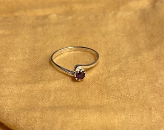 Silver Ruby Solitaire Ring - Twisted ring - July birthstone - Large size range available