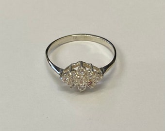 Silver Cubic Zirconia Cluster Ring - Multi stone ring - Large size range available