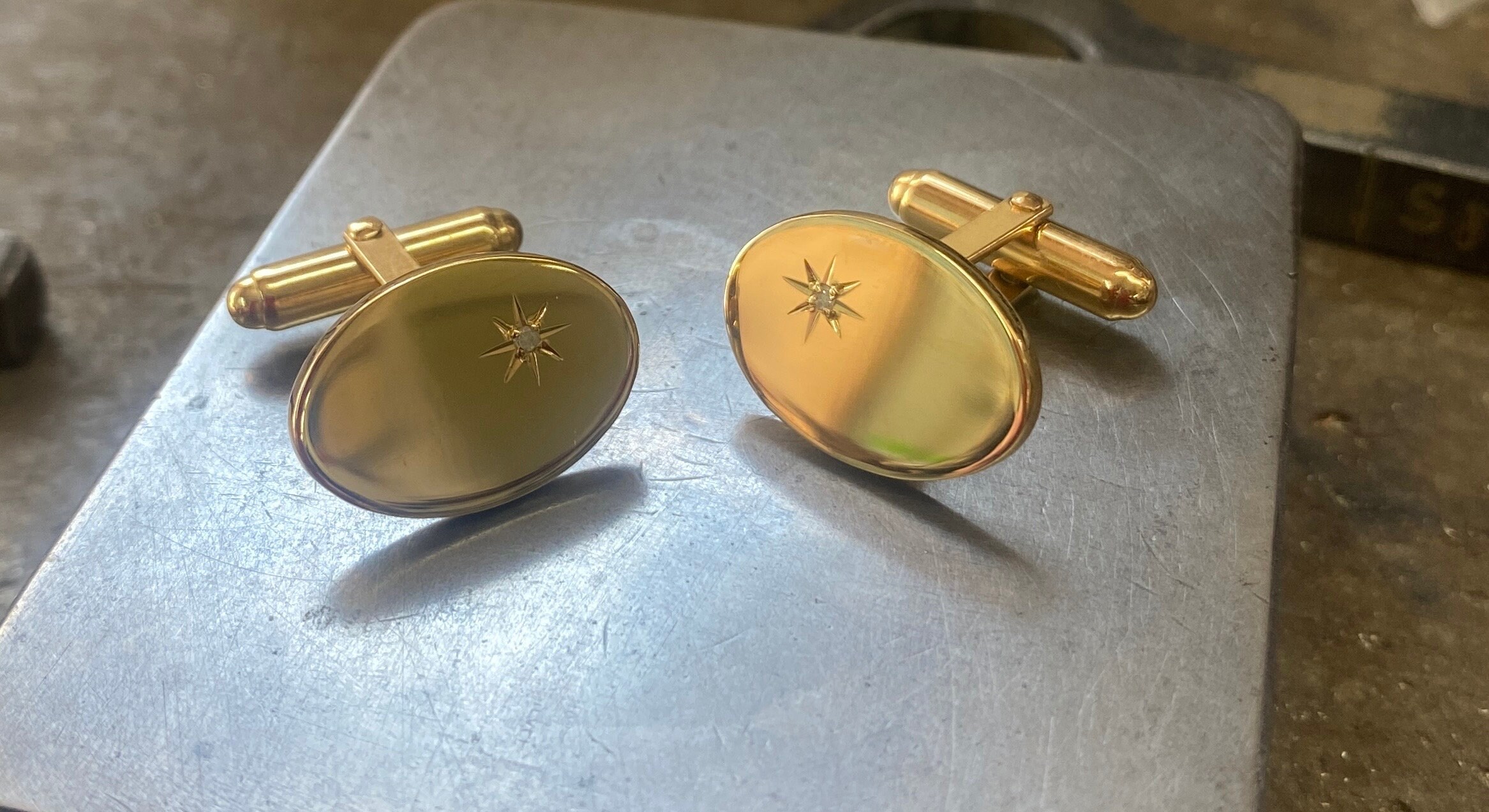 Boutons De Manchette Art Déco - Plaqué Or 18k (750) - Occasion