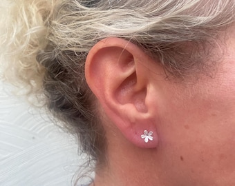 Sterling Silver Flower Stud Earrings: Handmade Floral Jewelry
