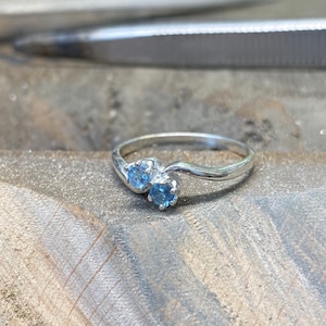 Sterling Silver Twisted Ring with 2 Aquamarine’s - March birthstone - Large size range available
