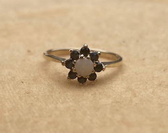 9 Karat Gold Opal Saphir Ring - September Oktober Geburtsstein
