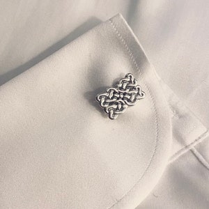 スターリングシルバーのケルト風カフスボタン - スーツアクセサリー - ケルトジュエリー - 男性へのギフト