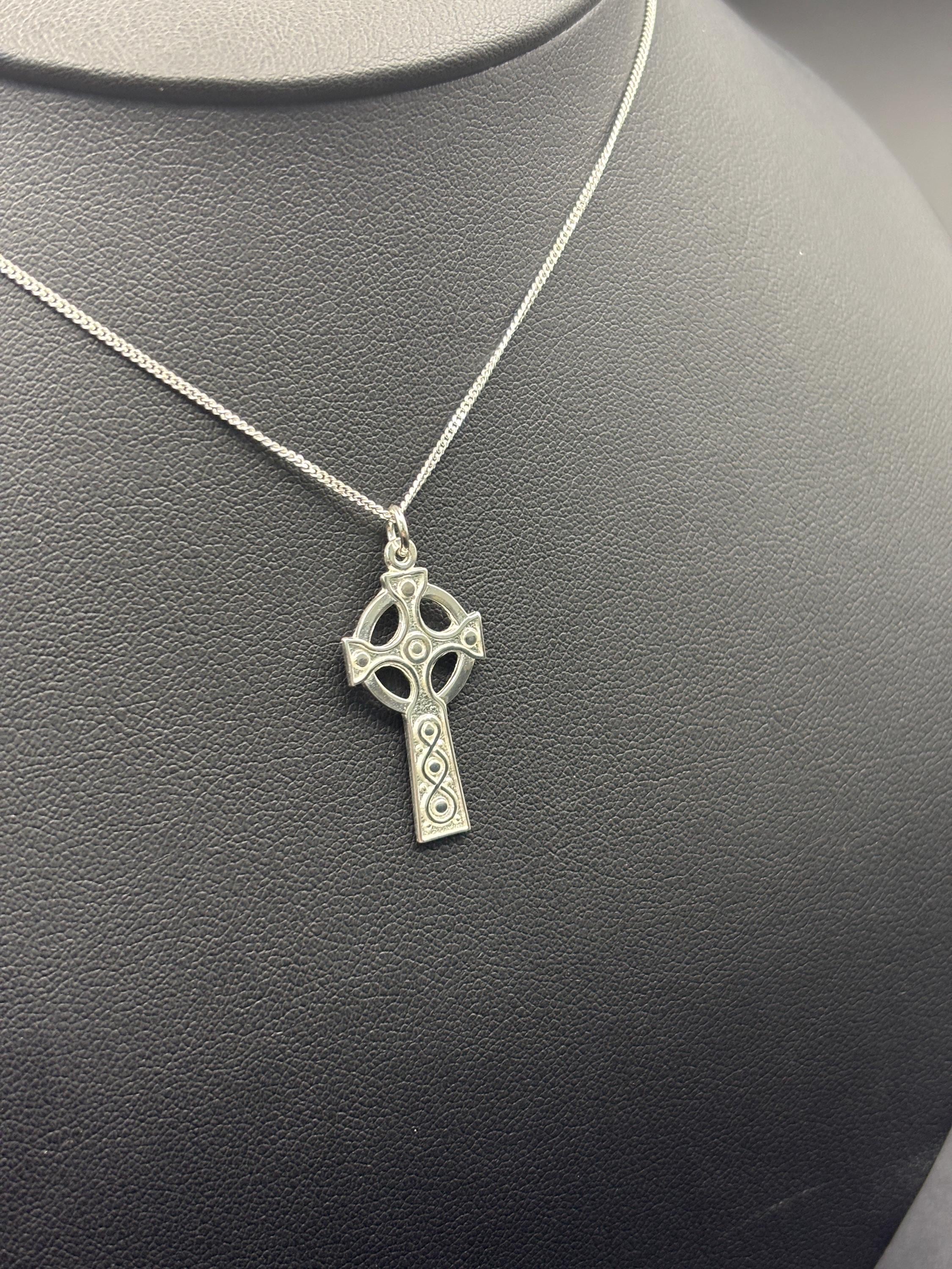 Sterling Silver Celtic Cross Pendant With Silver Chain - Etsy
