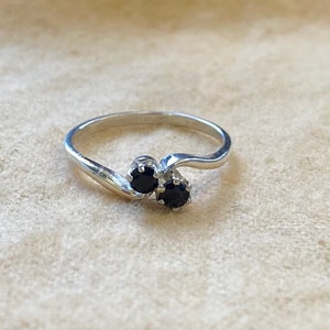 Silver Two Stone Sapphire Ring - Classic twist design - September birthstone - Large range of sizes available!