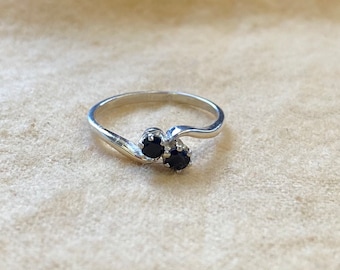 Silver Two Stone Sapphire Ring - Classic twist design - September birthstone - Large range of sizes available!