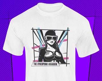 T-shirt Vaporwave Cyberpunk Assassin, maglietta Retro Synthwave