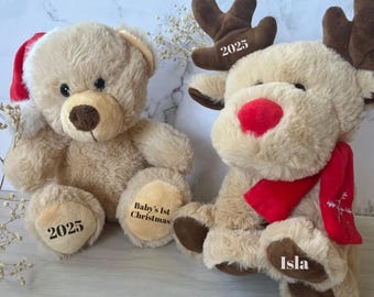Personalisierte Weihnachten Teddybär oder Reeindeer