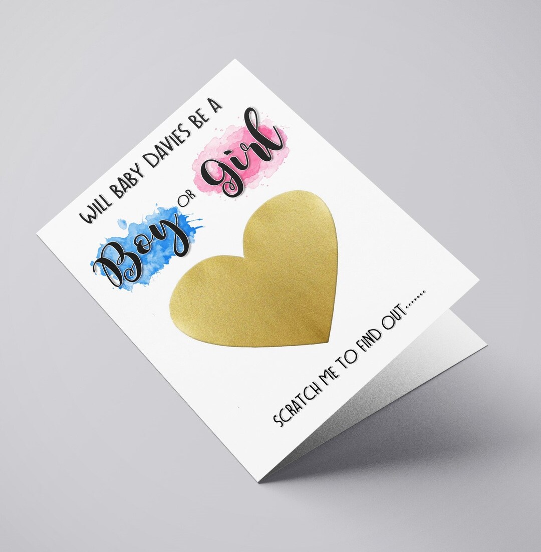 Gender Reveal Scratch Card Gender Reveal Idea Etsy