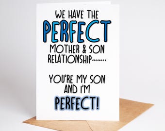 Funny Birthday Card for Son, Sarcastic Mother-Son Relationship (Digital Download)