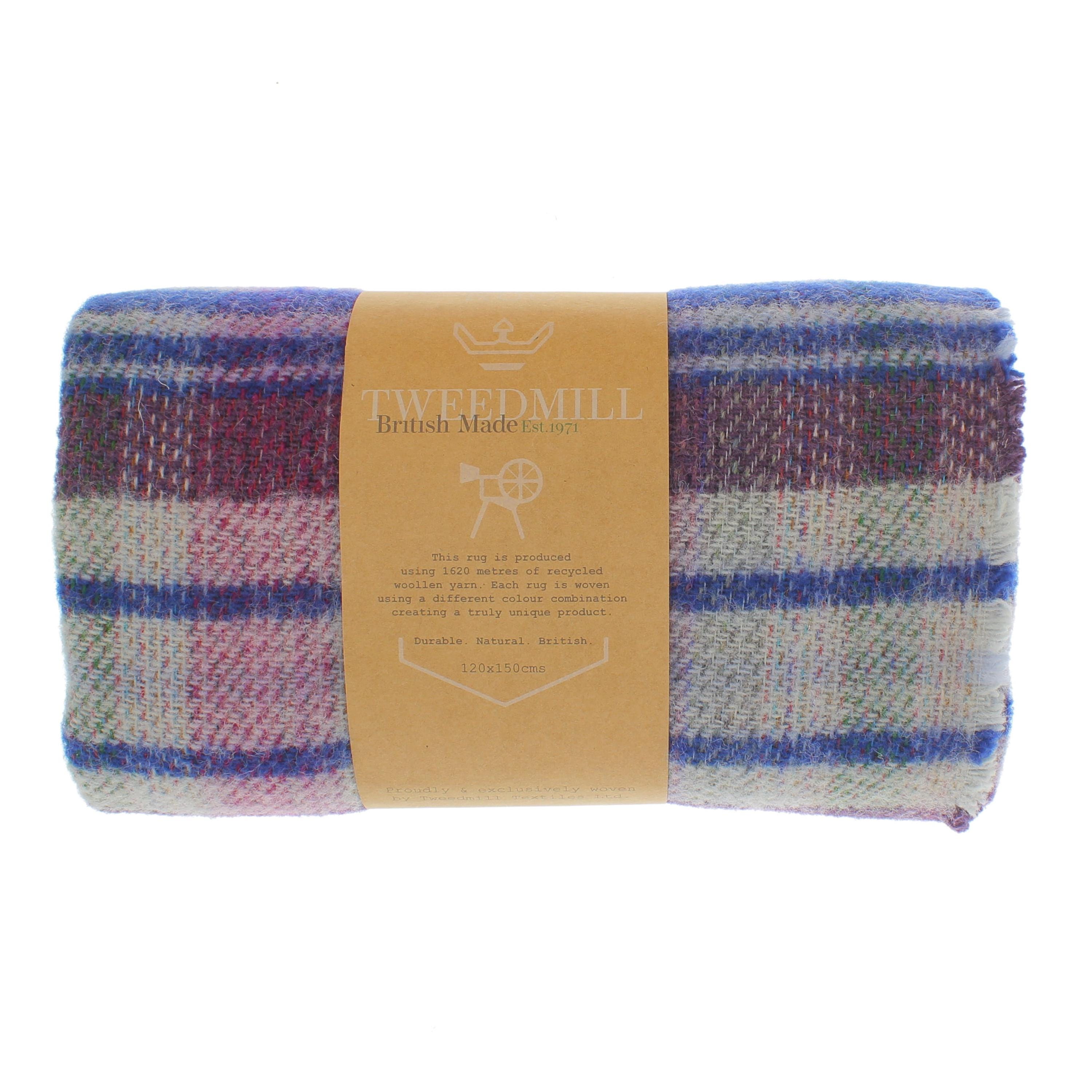 新品◎かぐれ◎TWEED MILL Lambswool Stole/BLUGRN Tweed Mill Recycled Wool Rug/blanket/throw Multi-coloured