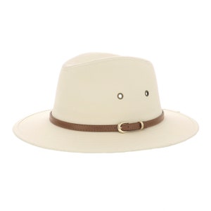 Men's Cotton Fedora Summer Hat With Tan Brown Buckle Band