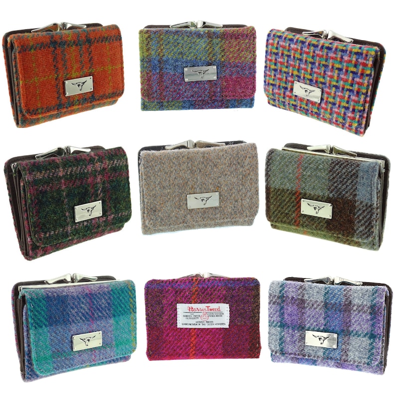 Glen Appin Portamonete In Harris Tweed Originale, LB2113, Color Pesca/viola, Piccolo, Fatto A Mano In Scozia - 3