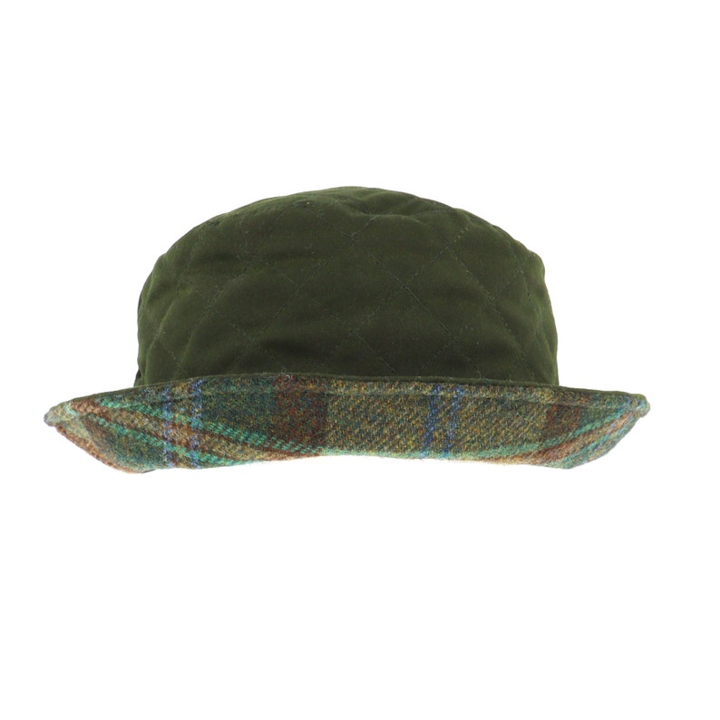 Ladies Waxed Cotton Olive Green Bucket Hat With Check Wool Etsy UK