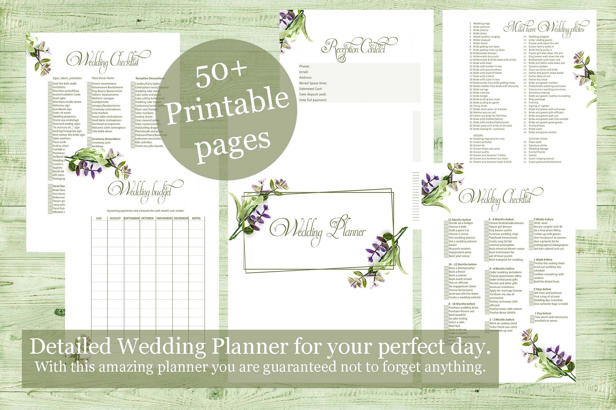 wedding planner printable 100 pages printable wedding planner etsy