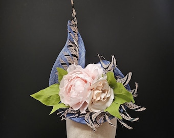 Large blue hat for Ascot, the races or special occasion