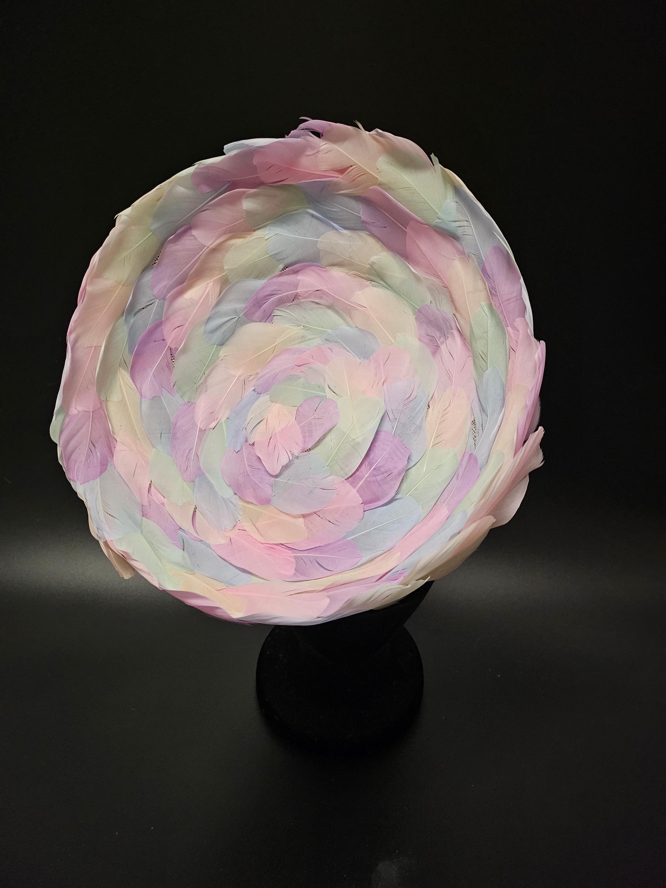 Multicoloured Pastel Statement Hat - Saucer Headpiece, Mother of Bride ...