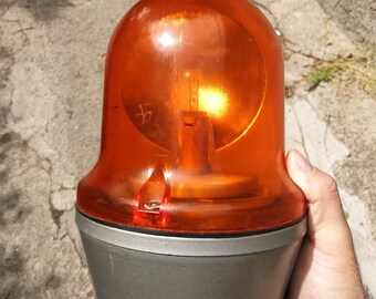Signal orange lamp ELECTRA,type LBS5,12 volts,emergency car,roadside assistance, snowmobiles,1980s,Poland,Warsaw,collection,decor,very rare