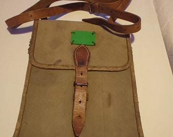 Vintage canvas bag,messenger bag,army bag,military bag 1990's,hunting,hiking,fishing,cotton canvas belt bag,camping,military rucksack,rare