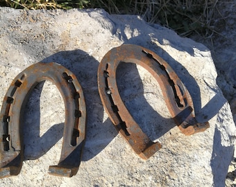 Set of two lucky horseshoes, authentic rusty horseshoes, iron steel shoes for horse, horse supplies, horseshoes decor,collections,rare,gift