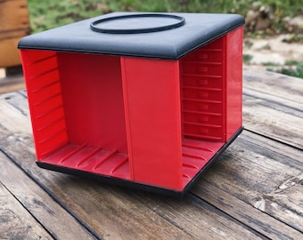 Revolving stand for audio cassette, Bulgarian audio cassette tape holder, audio cassette organizer, audio cassette storage - 1970s,rare,gift