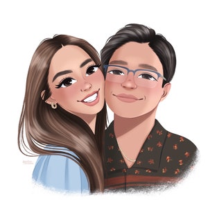 Benutzerdefinierte Paar niedlichen Cartoon Hand gezeichnete Porträt | 2 Person | Familienportrait | Geschenkidee