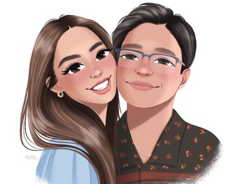 Aangepaste paar Cute cartoon hand getekend portret | 2 personen | Familieportret | Cadeau idee