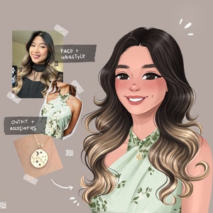 Digital Custom Cartoon Hand drawn Portrait, Couple portrait from photo, Family portrait, Christmas Gift, Anniversary Gift, Birthday gift