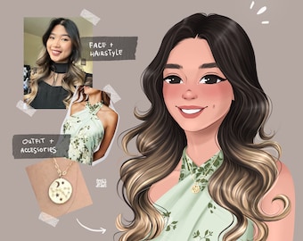 Digital Custom Cartoon Hand drawn Portrait, Couple portrait from photo, Family portrait, Christmas Gift, Anniversary Gift, Birthday gift