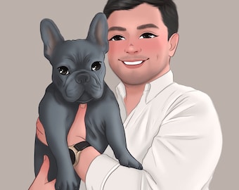 Digital Custom Portrait, Pet portrait, Portrait with pet, family portrait, Christmas Gift, Anniversary Gift