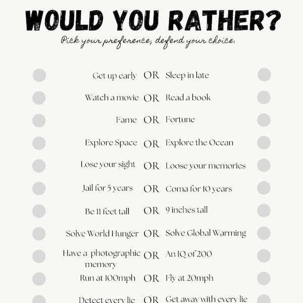 Would You Rather Etsy