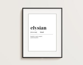 Elysian Definition Meaning | Greek | Inspirational Quote | INSTANT DOWNLOAD