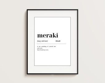 Meraki Definition | Greek Word Definition | Wall Art | Wall Print | Home Decor | INSTANT DOWNLOAD