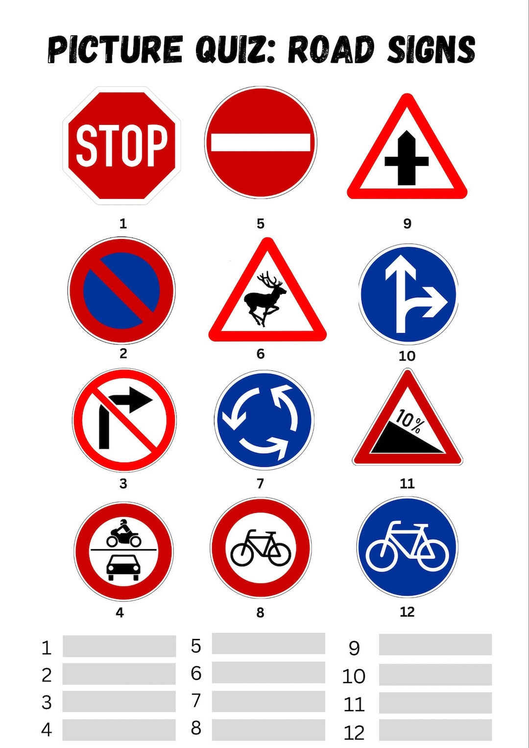 UK Road Signs Quiz UK Theory Test Games Night Etsy