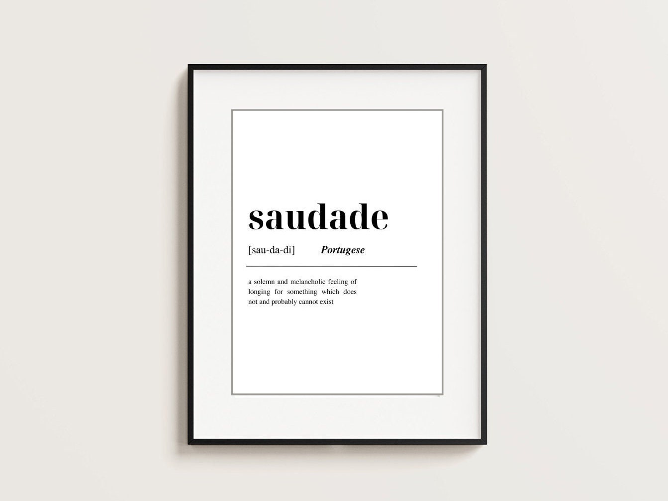 Saudade Definition Wall Art Printable Wall Decor