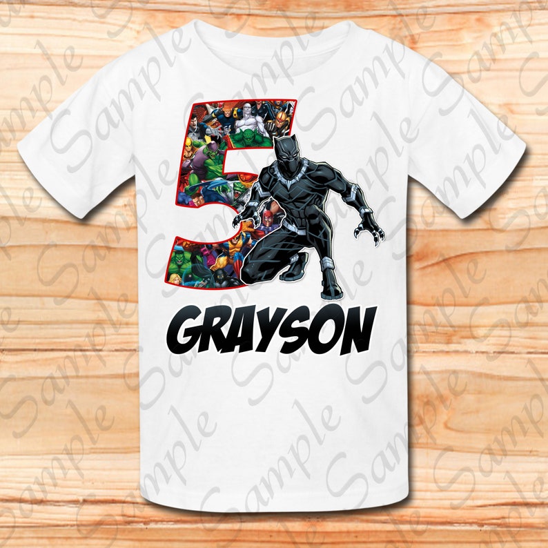 Marvel Black Panther Birthday Boy super hero Svg INSTANT DOWNLOAD Custom Matching birthday party shirt Iron on transfer Printable cut file