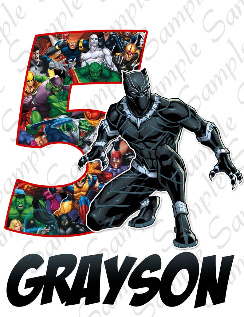 Marvel Black Panther Birthday Boy super hero Svg INSTANT DOWNLOAD Custom Matching birthday party shirt Iron on transfer Printable cut file