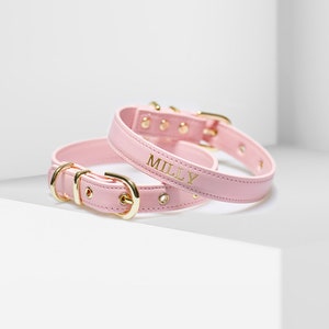 Luxe Light Pink - Premium Personalised Pet Collar (Gold)