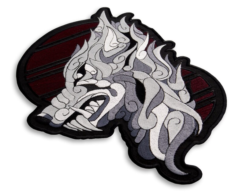 Large Embroidered Animal 2 sizes Silver Mystic Wolf Patch Iron On