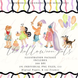 The Halloween Pals - Digital Watercolor Illustration Package
