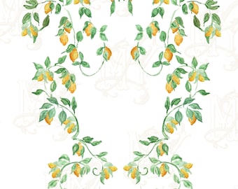 Mediterranean Coast, Seamless Pattern, Amalfi, Citrus, Grecian, Watercolor Illustration Clipart Package
