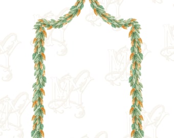 Magnolia Garland Frame Watercolor Illustration Clipart Package