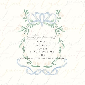 Secret Garden, Wappen, Blau, weiss, gemalt, Aquarell, PNG, download, digital, Geburtstag, Mädchen, Babyparty, Kinderzimmer, Hochzeit, Ostern