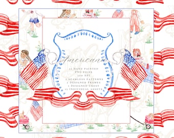 Americana Watercolor Illustration Clipart Package