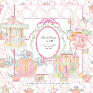 Fantasy Land Watercolor Illustration Clipart Package